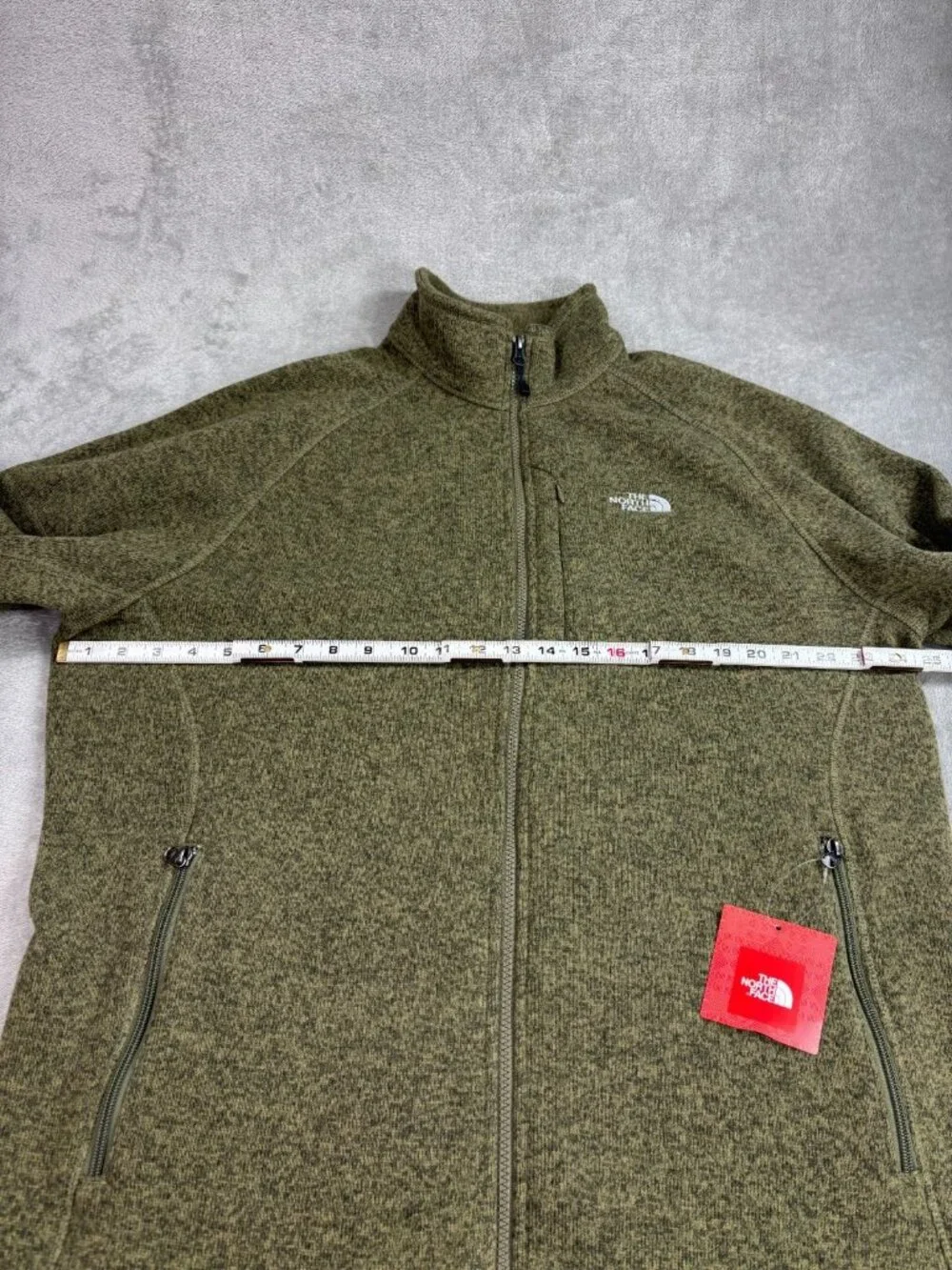 The North Face Krestwood Sweater Mens XL Green Knit Mock Neck Full Zip Outdoor